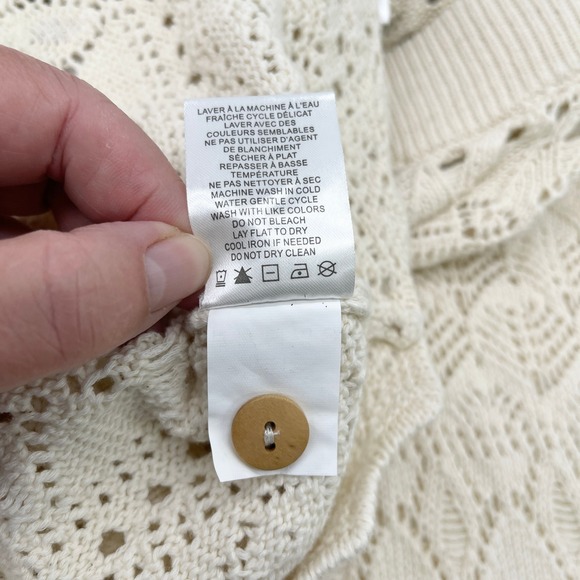 House Of Harlow Womens Set L Crochet Knit Ivory Wide Leg Boho Resort Coastal - Picture 8 of 10